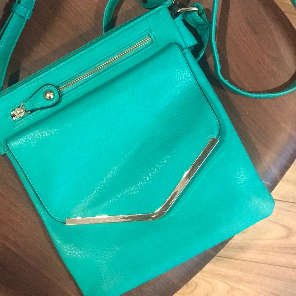Green Leather Crossbody Purse